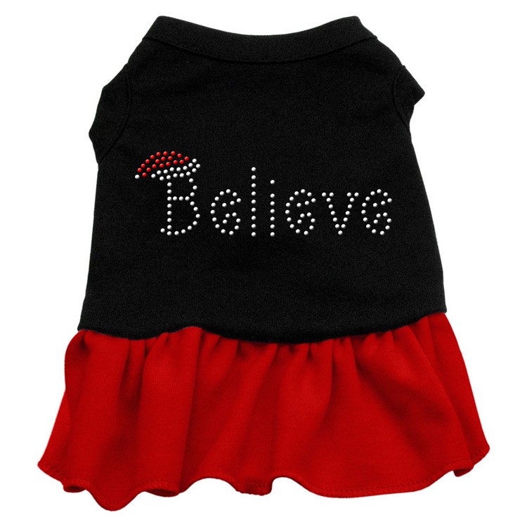 Believe Rhinestone Dress Black with Red Sm